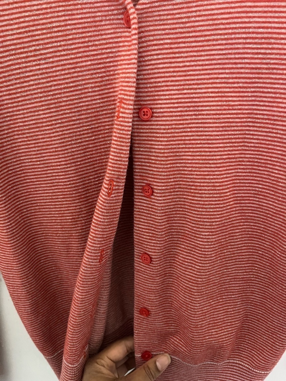Talbots Rose-Striped Button Cardigan - Picture 5 of 7